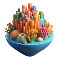 dramatic minimalist Vibrant Coral Reef Ecosystem 3D Render detailed png