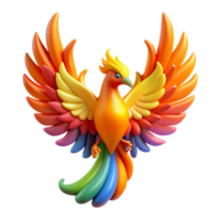 impressive rustic Rainbow Phoenix 3D Render of Mythical Bird authentic png
