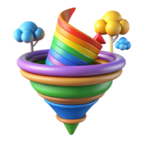 wonderful artistic Rainbow Spiral in Colorful Vortex with Trees exclusive png