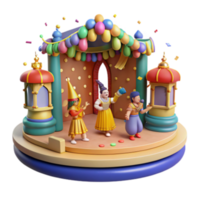dramatic rustic 3D Render of Festive Stage with Performers genuine png