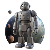 extraordinary modern Retro Robot in Space Exploring Planets authentic png