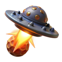 extraordinary artistic UFO Spaceship Launching from Planet premium png