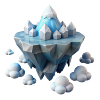 dramatic classic Floating Iceberg Island 3D Render high resolution png
