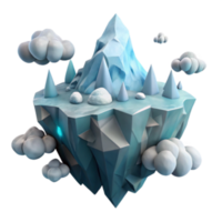 beautiful contemporary Floating Iceberg Island 3D Render high resolution png