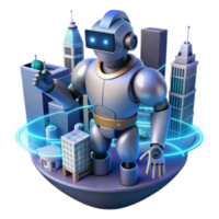 magnificent abstract Robot in City AI, Automation, Future Tech original png