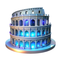 serene classic Ancient Amphitheater Illuminated Architecture Model high quality png