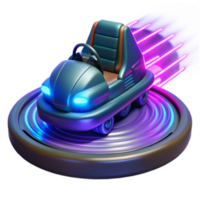 beautiful artistic Futuristic Bumper Car Neon Lights, Thrilling Ride authentic png