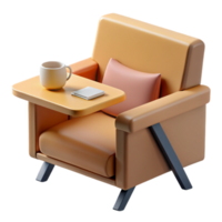 magnificent contemporary Relaxing Armchair with Side Table Cozy Home Office Setup authentic png