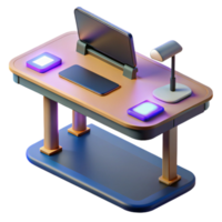 elegant rustic Modern Desk Setup Ergonomic Workspace with Ambient Lighting high quality png