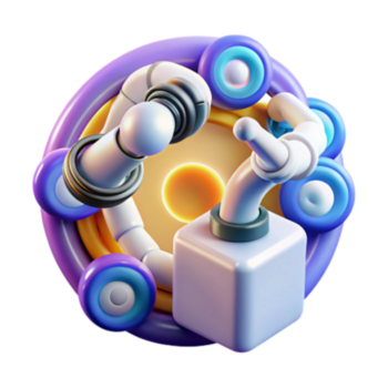 beautiful creative Abstract 3D Robotic System Circular Design with Tubes and Cube high resolution png