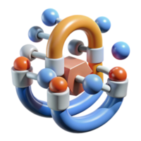 serene abstract Abstract 3D Molecular Structure Colorful Interconnected Spheres and Tubes high resolution png
