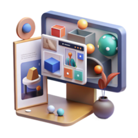 impressive traditional 3D Digital Design Interface Colorful Geometric Shapes UI premium png