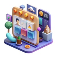 beautiful creative Interactive UI Design Colorful 3D App Interface high resolution png
