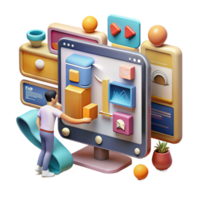 beautiful contemporary Interactive 3D UI Design Modern Interface Elements Data Visualization authentic png