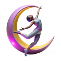 magnificent modern Graceful Dancer on Crescent Moon 3D Art high resolution png