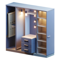 elegant rustic Modern Illuminated Wardrobe with Integrated Dresser professional png
