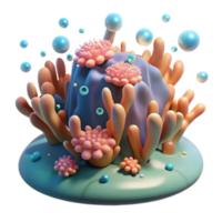 beautiful creative Undersea Coral Reef 3D Render Bubbles, Flora, and Ocean Life high resolution png