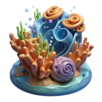 serene minimalist Vibrant Underwater Scene 3D Render of Coral Reef professional png