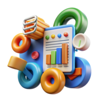 stunning contemporary Abstract Data Visualization Colorful 3D Charts Graphs 4K png