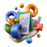 beautiful modern Abstract Data Visualization Colorful 3D Charts Graphs premium png