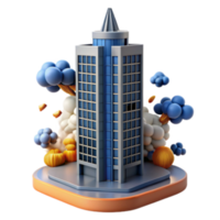 magnificent traditional Cityscape Destruction 3D Model of Exploding Building high resolution png