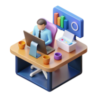 dramatic vintage Data Analysis at Workplace Desk Setup with Computer Charts professional png
