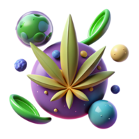 serene artistic Abstract Cannabis Leaf Design with 3D Spheres professional png