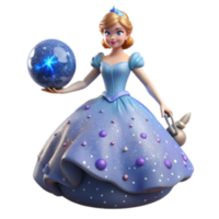 magnificent minimalist Princess in Sparkling Ball Gown with Glowing Orb premium png