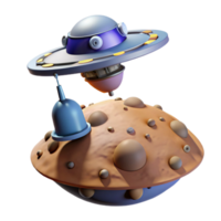 extraordinary rustic Alien Spaceship Landing on a Cratered Planet 4K png