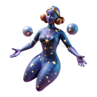 elegant rustic Cosmic Goddess Celestial Being, 3D Render 4K png