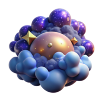 wonderful creative Cosmic Dreamscape Abstract 3D Render of Celestial Forms genuine png