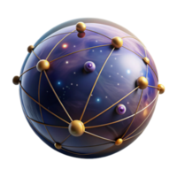 serene artistic Cosmic Network Interconnected Nodes in a Virtual Universe genuine png