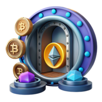 extraordinary creative Cryptocurrency Vault Secure Digital Assets, Bitcoin, Ethereum, Blockchain Technology high resolution png