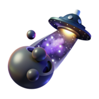 beautiful modern Cosmic Abduction 3D Render of UFO and Orb high resolution png