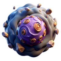 impressive modern Abstract Cellular Structure 3D Render of Purple Orb in Grey Amoeba high resolution png