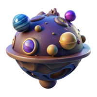 beautiful traditional Cosmic Planet 3D Render of Fantasy Space Orb genuine png