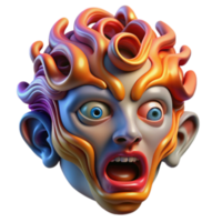 stunning abstract Surreal 3D Render of a Grotesque Face original png