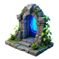 magnífico moderno místico pedra arco brilhando portal para aventura exclusivo png