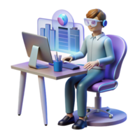extraordinary rustic Data Analyst Working at Desk with Computer professional png