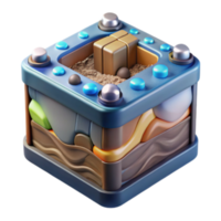 serene artistic Abstract Sandbox 3D Render of Layered Colorful Cube detailed png