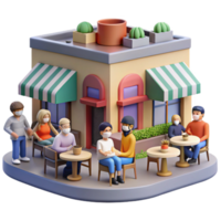 impressive minimalist Cafe Patrons Social Distancing with Masks detailed png