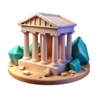 serene creative Ancient Temple 3D Model Greek Architecture, Columns, Ruins high quality png