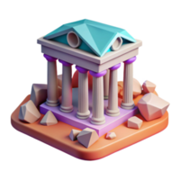 extraordinary rustic Ancient Temple 3D Model Columns, Architecture, Ruins detailed png