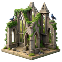 wonderful vintage Overgrown Ruins A 3D Model of Ancient Stone Architecture 4K png