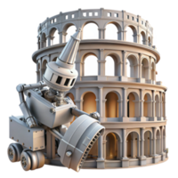 serene abstract Robot Exploring Ancient Roman Architecture high resolution png
