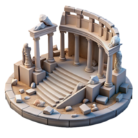 serene abstract Ruined Temple 3D Model Ancient Architecture, Stone Columns, and Steps 4K png