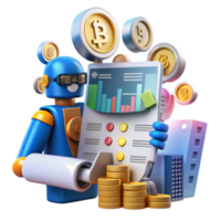 serene artistic Cryptocurrency Automated Trading AI Robot Financial Dashboard high quality png