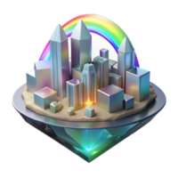 hermosa creativo arco iris paisaje urbano un diamante joya de urbano Sueños alto calidad png