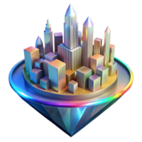 sereno rústico futurista paisaje urbano un como una joya metrópoli original png