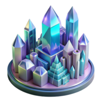 stunning rustic Iridescent Crystal Cityscape 3D Render professional png